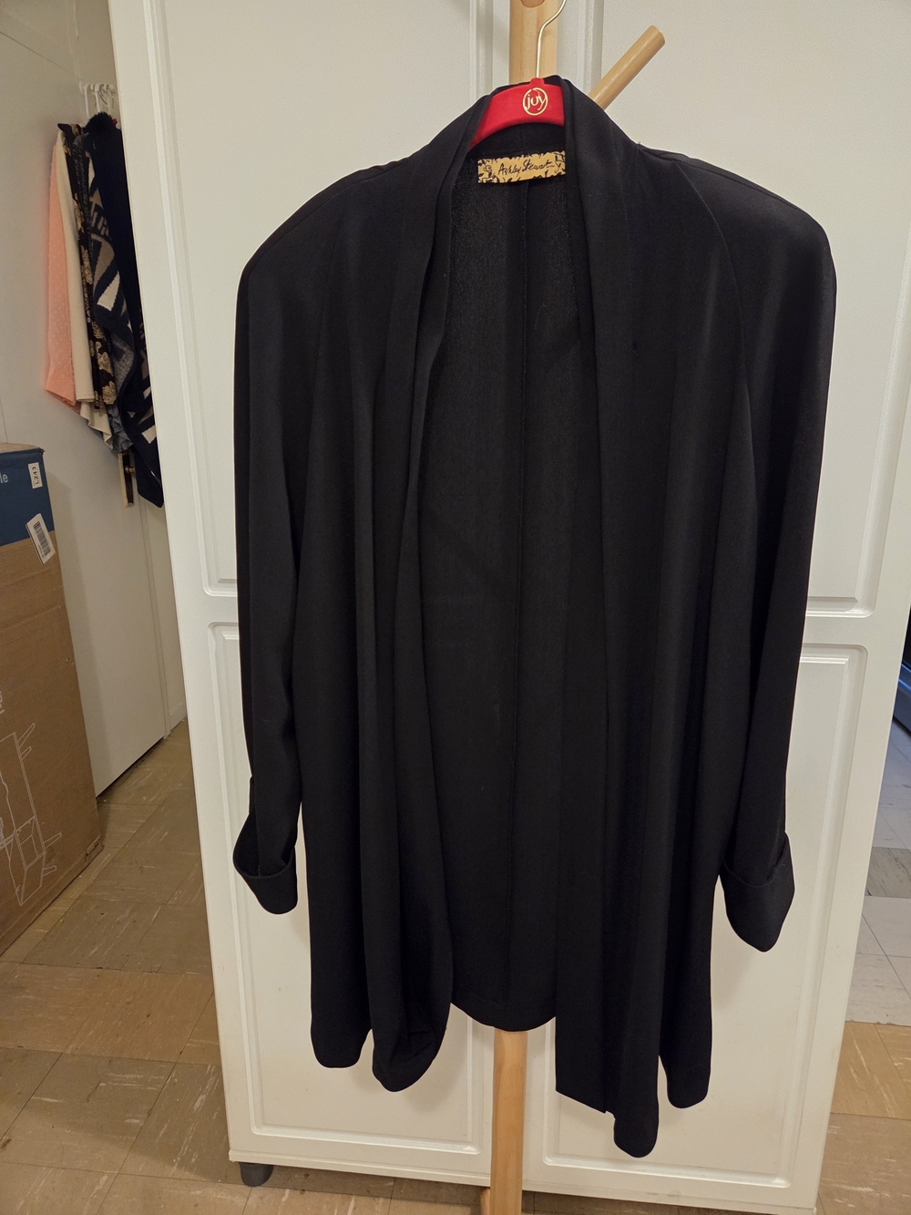 Ashley Stewart Black Open-Front Draped Cardigan